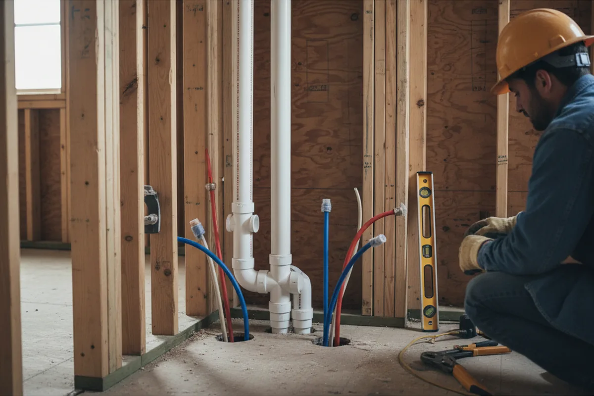 Drain and supply rough-in during Sump Pump Repair in Redford