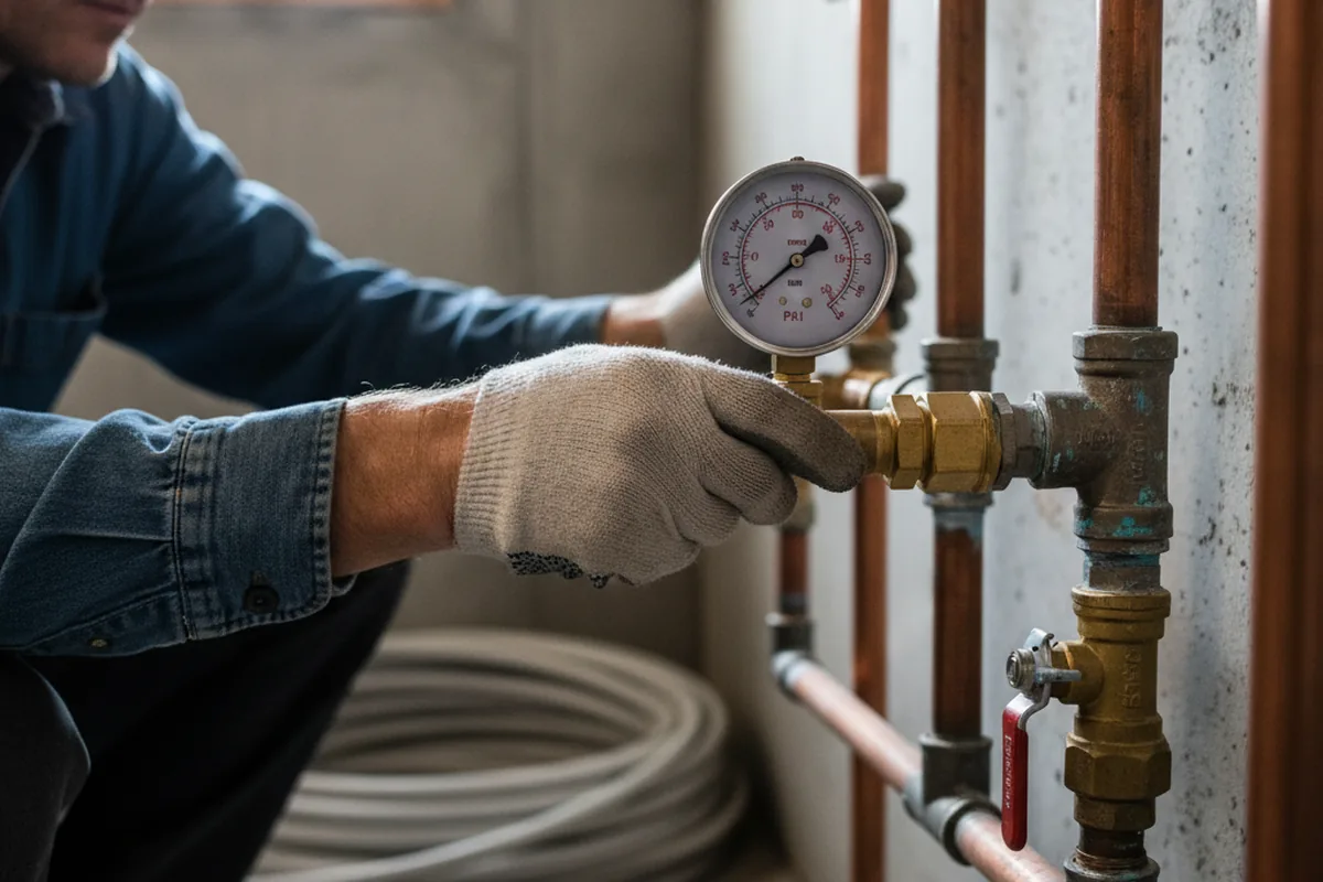 Pressure testing a repaired line during Water Line Repair in Redford